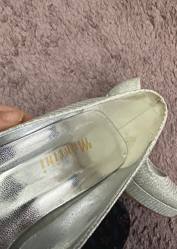 Simli Gri Stiletto Topuklu Kadın Abiye Ayakkabı - Görsel 5