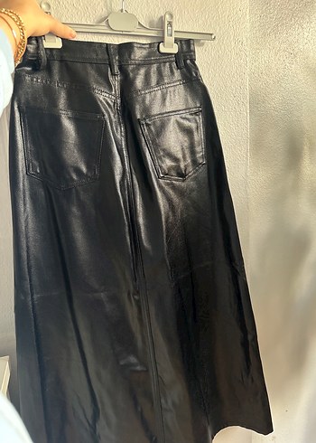 Siyah Deri Uzun Etek - Görsel 3