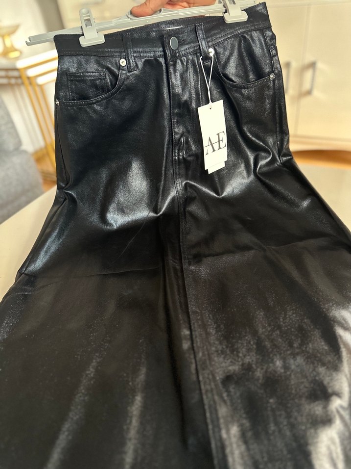 Siyah Deri Uzun Etek - Görsel 4