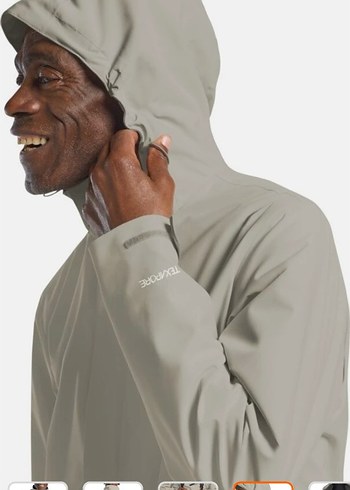 Bej Midi Boy Kapüşonlu Rahat Kesim Ceket - Görsel 2