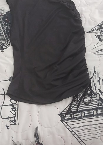 Drapeli Siyah Midi Tek Parça Monokini - Görsel 2