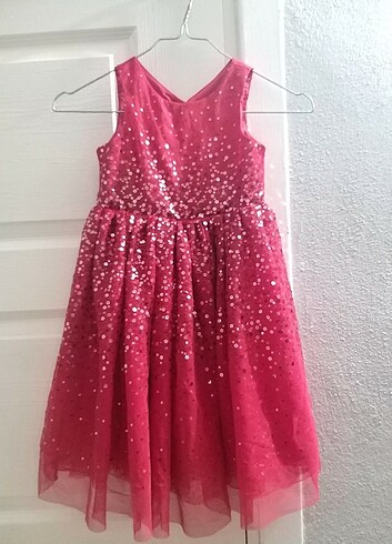 4 Yaş Beden kırmızı Renk H&M KIZ ÇOCUK PAYETLİ ABİYE ELBİSE 3/4 YAŞ
