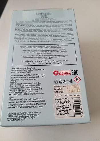 DEFACTO Cold Ocean Kadın Parfümü 100ML EDP SIFIR - Görsel 5
