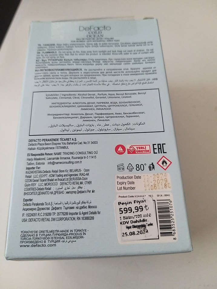 DEFACTO Cold Ocean Kadın Parfümü 100ML EDP SIFIR - Görsel 5