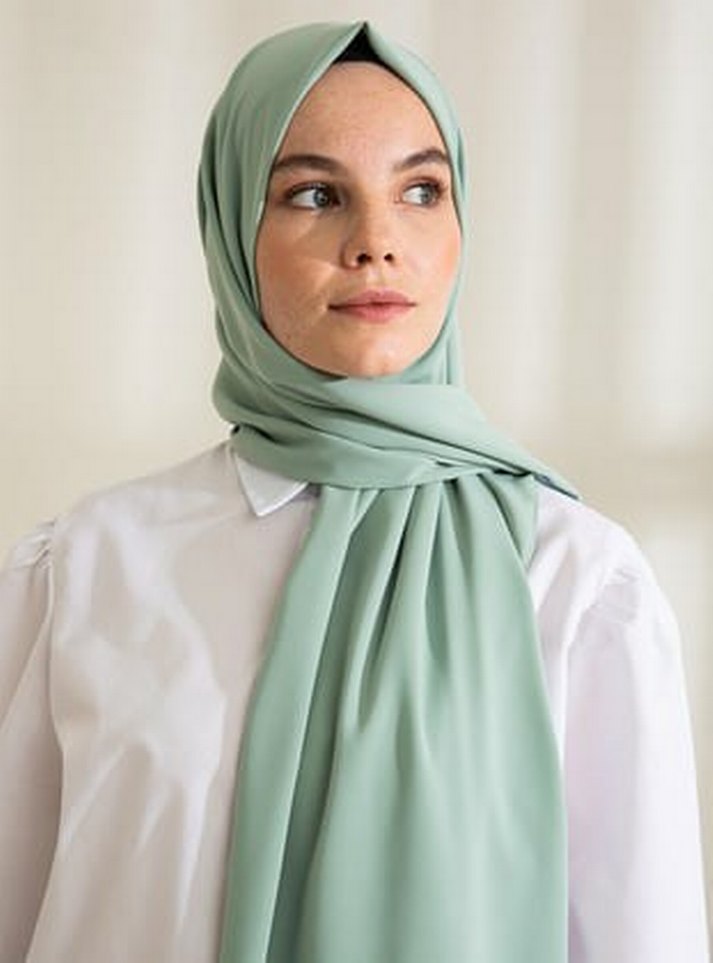 BEYZA QEEN İPEK ŞU YEŞİLİ ŞAL 75/190 CM - Görsel 2