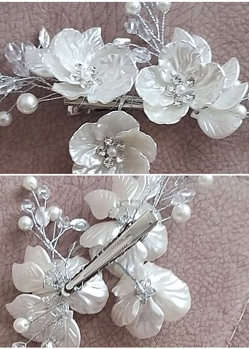 GELİN SAÇI Beyaz Boncuklu Bohem Saç Aksesuarı Seti - Görsel 8