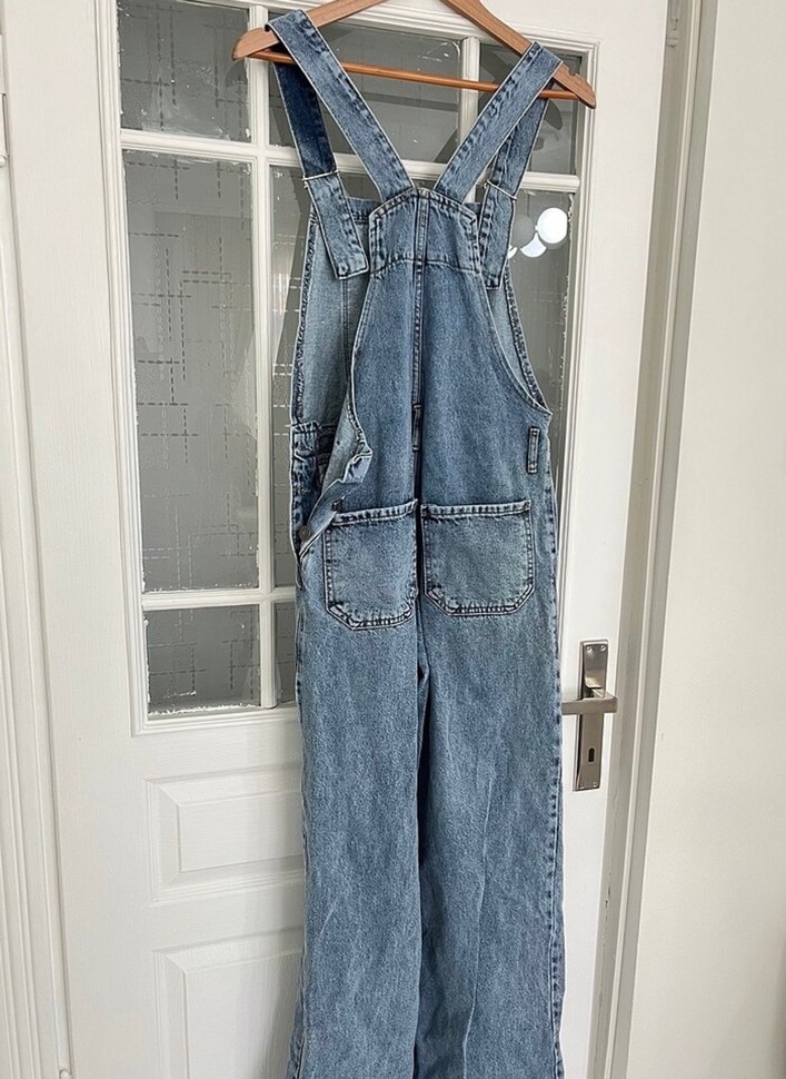 Kadın Mavi Kot Askılı Bol Kesim Tulum - Görsel 2