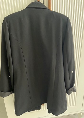 Düğmeli Siyah Kadın Uzun Blazer Ceket - Görsel 2