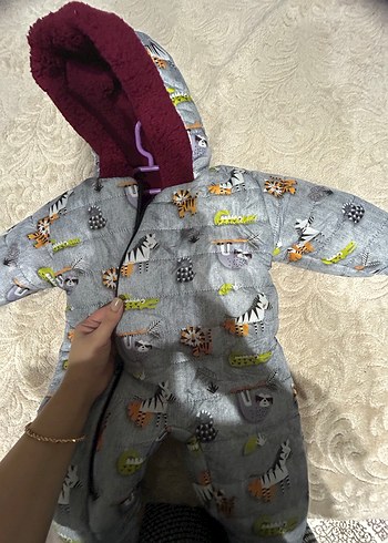 Gri Desenli Fermuarlı Bebek Erkek Tulumu - Görsel 5