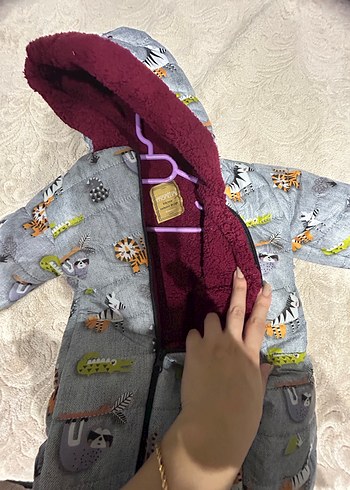 Gri Desenli Fermuarlı Bebek Erkek Tulumu - Görsel 4