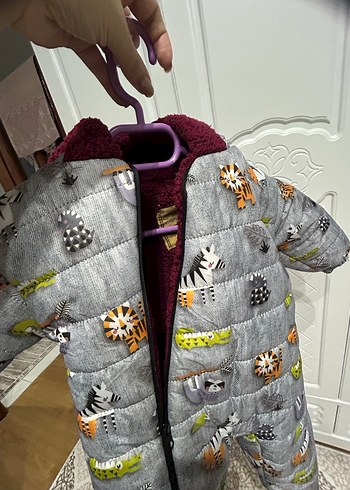 Gri Desenli Fermuarlı Bebek Erkek Tulumu - Görsel 3