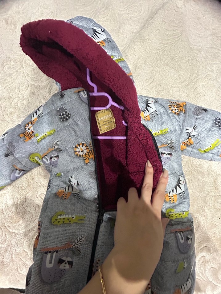 Gri Desenli Fermuarlı Bebek Erkek Tulumu - Görsel 4