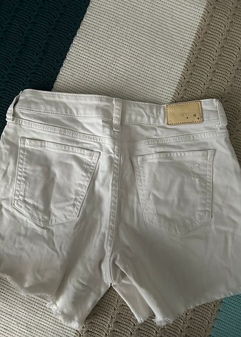 Beyaz Mini Kot Şort - Görsel 2