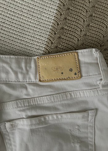 Beyaz Mini Kot Şort - Görsel 3