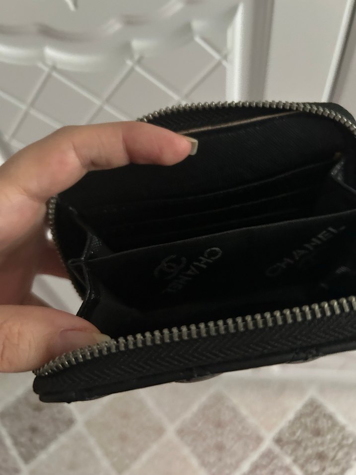 Siyah Deri Fermuarlı Chanel Cüzdan - Görsel 4