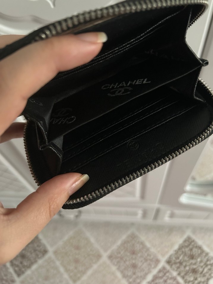 Siyah Deri Fermuarlı Chanel Cüzdan - Görsel 5