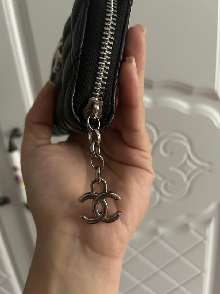 Siyah Deri Fermuarlı Chanel Cüzdan - Görsel 2