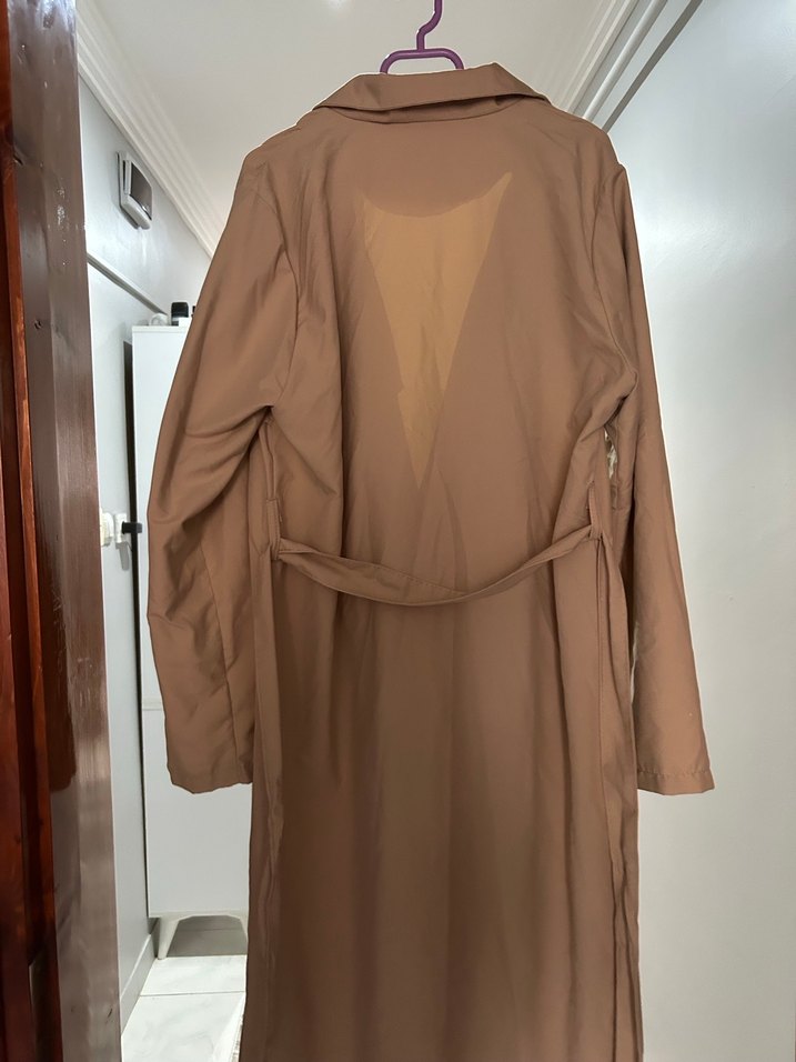 Bej  krem tonlarında Uzun Kadın Trençkot - Görsel 2