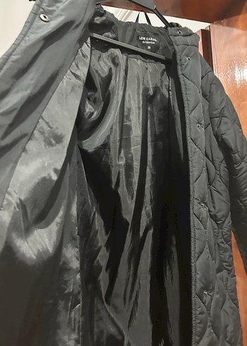 Düğmeli Siyah Midi Kadın Kışlık Mont - Görsel 4