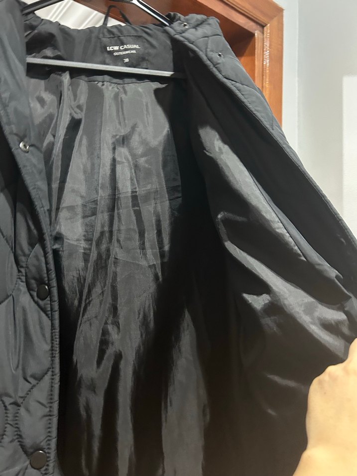 Düğmeli Siyah Midi Kadın Kışlık Mont - Görsel 5