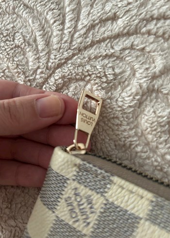 Deri Beyaz Gri Kareli Fermuarlı Kadın Cüzdanı - Görsel 2