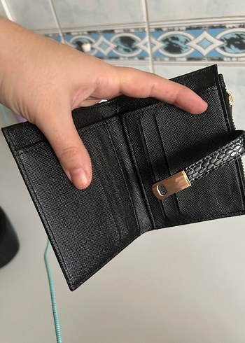 Siyah Yılan Derisi Desenli Deri Kadın Cüzdan - Görsel 4