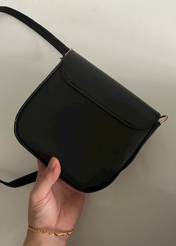 Siyah Deri Tokalı Kadın Çanta - Görsel 3