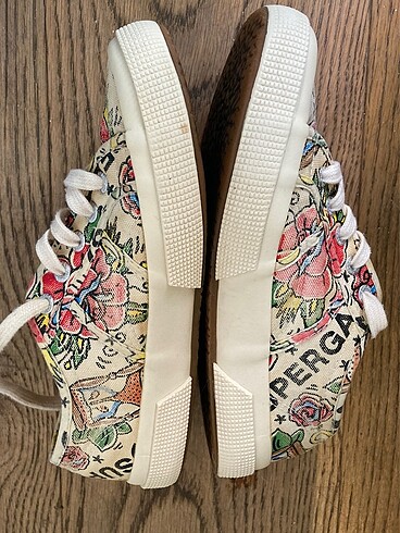 38 Beden Orjinal Superga 33357 Rubber, 38 numara çiçekli canvas ayakkabı