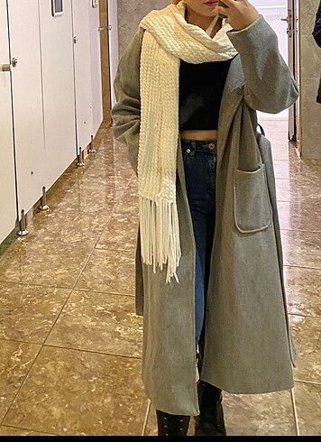 Trendyol & Milla Gri kaşe kaban