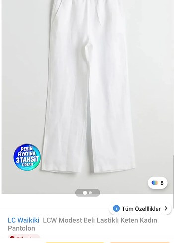 LC Waikiki Beyaz Kadın Keten Pantolon