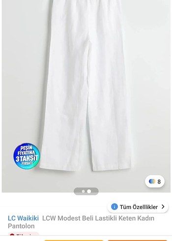 LC Waikiki LC Waikiki Beyaz Kadın Keten Pantolon