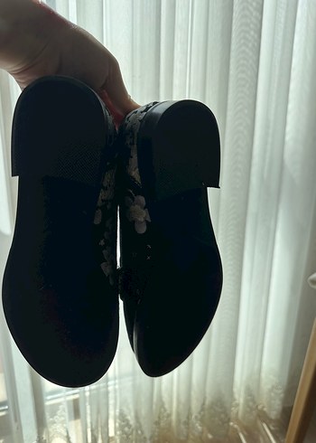 37 Beden siyah Renk Elle Tokalı İşlemeli Siyah Yüksek Topuklu Kadın Loafer