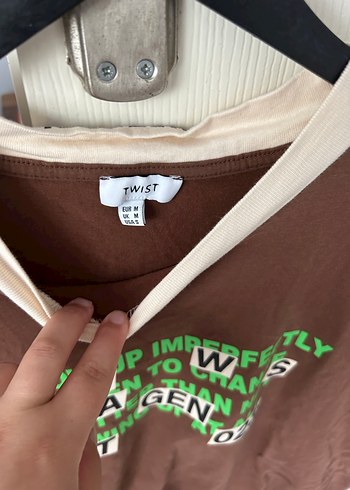 m Beden Kahverengi Baskılı Hamile Tişörtü