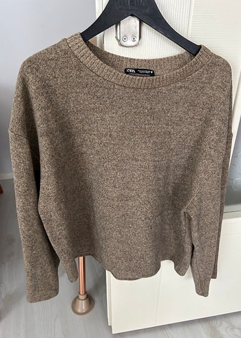 Bej Kadın Oversize Yün Kazak