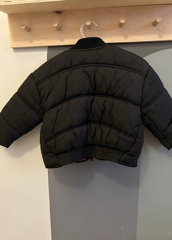9-12 Ay Beden siyah Renk Erkek Çocuk Siyah Düğmeli Street Wear Mont