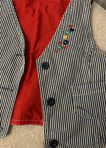 Çizgili Nakışlı Erkek Çocuk Yelek - Görsel 3