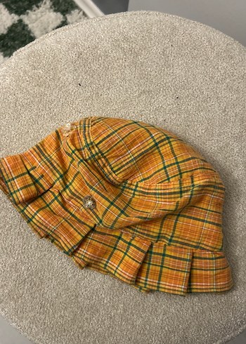 Kadın Sarı Pileli Retro Şapka - Görsel 2