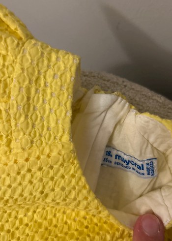 Çiçek Desenli Sarı Kız Çocuk Elbise - Görsel 2