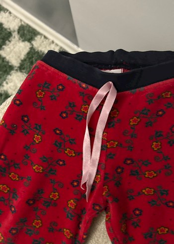 Kız Çocuk Kırmızı Çiçekli Rahat Pantolon - Görsel 2