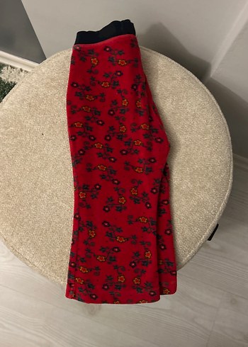 Kız Çocuk Kırmızı Çiçekli Rahat Pantolon - Görsel 4