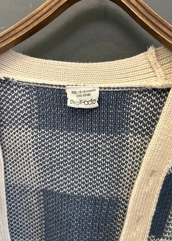 Çocuk Mavi Ekose Örgü Hırka - Görsel 4