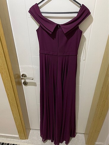 Uzun şifon 38 beden mürdüm abiye elbise - Görsel 3