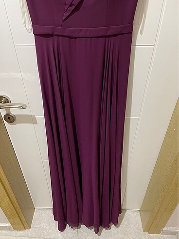 Uzun şifon 38 beden mürdüm abiye elbise - Görsel 5