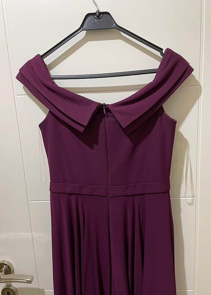 Uzun şifon 38 beden mürdüm abiye elbise - Görsel 4