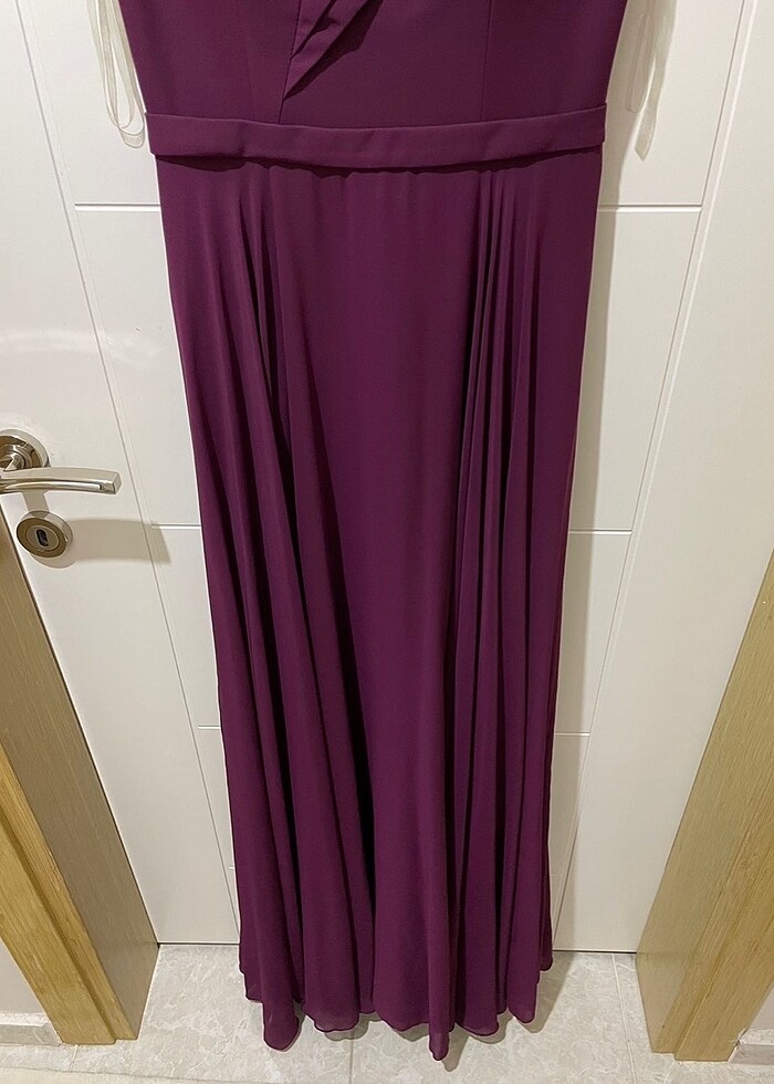 Uzun şifon 38 beden mürdüm abiye elbise - Görsel 5