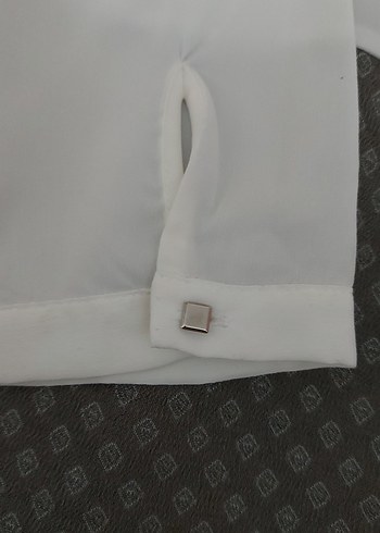 Düğmeli Beyaz Kadın Gömlek elbise - Görsel 3