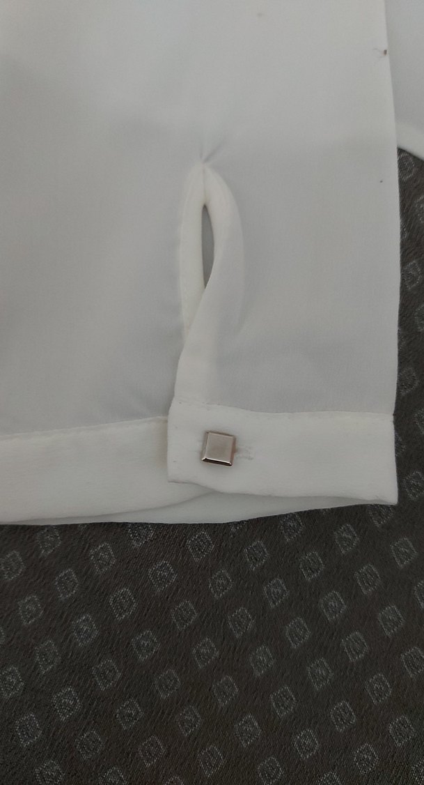 Düğmeli Beyaz Kadın Gömlek elbise - Görsel 3