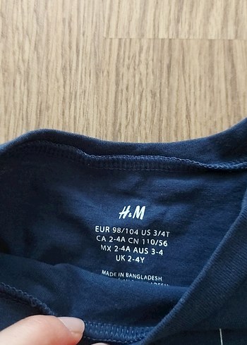 H&M Erkek Çocuk Koyu Mavi Baskılı Kısa Kollu Tişört