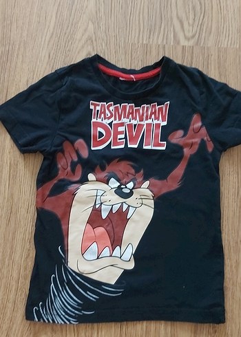 Erkek Çocuk Siyah Tasmanian Devil Baskılı Tişört