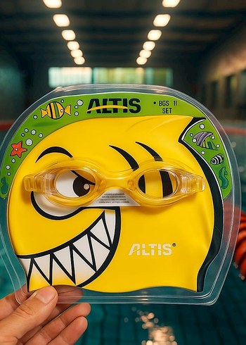 Sarı Elastik Yüzücü Gözlüğü ve Bone Seti - Görsel 2